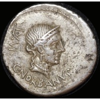 Ancient Rome (Republic) 83 B.C. C. Norbanus Silver Denarius Prow RRC 357/1b Very Fine