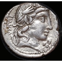 Ancient Rome (Republic)  90 B.C. C. Vibius Pansa Silver Denarius Minerva in quadriga  RRC 342/5a Very Fine
