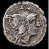 Ancient Rome (Republic) 209 BC Anonymous Silver Denarius Dioscuri RRC 79/1 AVF