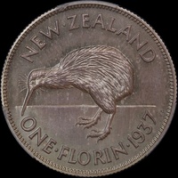 New Zealand 1937 Silver Uniface Pattern Florin KM# cf 10.1 PCGS SP65