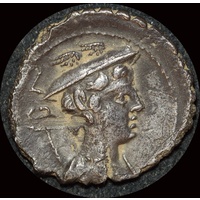 Ancient Rome (Republican) 82 BC C. Mamilius Limetanus Silver Denarius Serratus Mercury RRC 362/1 good VF