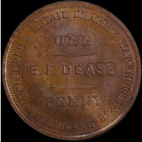 Dease, EF Copper Penny Token Undated A# 107 Choice Uncirculated