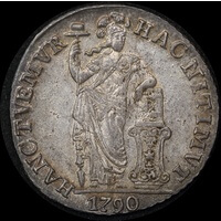 Netherlands East Indies (West Freisland) VOC 1790 Silver Guilder 1787 Overdate NITIMUT Legend error KM# 139 good EF