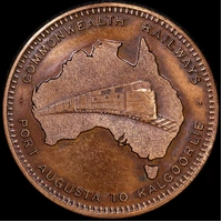 Commonwealth Railways Bronze Medallion 1968 50th Anniversary Trans Australian Railway 1967/6