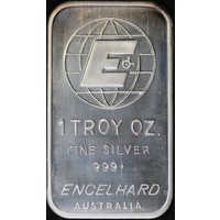 Silver One Ounce Rectangular Ingot Engelhard 99.9% circa 1980's