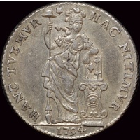 Netherlands (Utrecht) Silver Guilder 1794 Delm# 1182 good VF