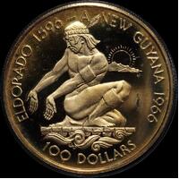 Guyana 1976 Gold 100 Dollars KM# 46 Independence