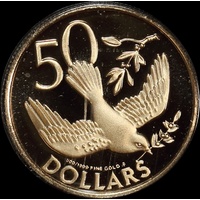 British Virgin Islands 1980 Gold 50 Dollars KM# 28 Golden Christmas Dove