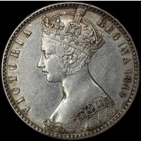 1849 Silver Godless Florin Victoria S#3890 good VF