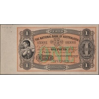 National Bank of Australasia (Perth) 1893 One Pound Unissued Specimen Note MVR# 4 Uncirculated