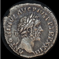 Ancient Rome (Imperial) 138 ~ 161 Antoninus Pius Silver Denarius Fortuna C 384 Extremely Fine
