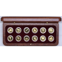 Complete Set Of 12 Perth Mint Gold Lunar 1/10ozt Proof Coins (Series I) 1996 2007
