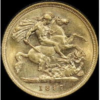 1897 Sydney Veiled Head Half Sovereign Extremely Fine