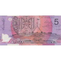 1996 $5 Note Fraser/Evans Standard Prefix R217b Uncirculated