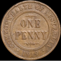 1919 Penny Double Dot Very Good