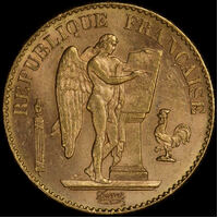 France 1898 Gold 20 Francs Angel KM#825 about Unc