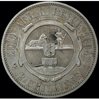 South Africa 1894 Silver 2 Shillings KM# 6 Very Fine