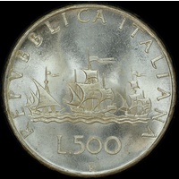 Italy 1966 Silver 500 Lire KM# 98 Uncirculated