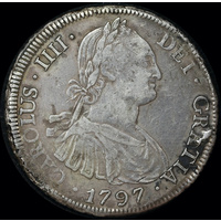 Bolivia 1797 Silver 8 Reales KM# 73 about VF