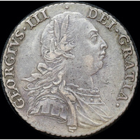 1787 Silver Shilling George III S#3743 With Semee good VF