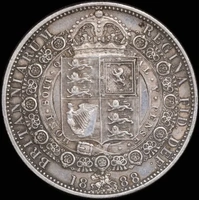 1888 Silver Half Crown Victoria S#3924 EF