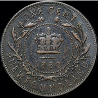Canada (Newfoundland) 1880 Copper 1 Cent KM# 1 about EF