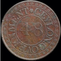 Ceylon 1802 Copper 1/48 Rixdollar KM# 75 good Fine