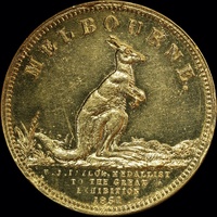 Gold-Plated Copper Port Phillip 1oz Muled Token Restrike by Stokes ca 1917 Uncirculated