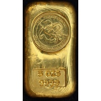 Perth Mint 5 Ozt Gold Cast Ingot 99.99% Pure
