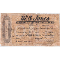 WS Jones (Boulia) 1938 One Pound Note Very Good