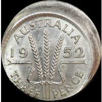 1952 Threepence 3mm Offstrike Error Uncirculated