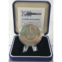 2000 Silver 5 Pounds Elizabeth II S#L7 Millennium