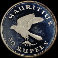Mauritius 1975 Silver Proof 50 Rupees - Hawk KM# 41a 