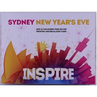 2015 $1 Coloured Silver Frosted Uncirculated Coin New Year's Eve