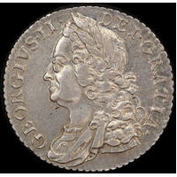 1758 Silver Shilling George II S#3704 good EF