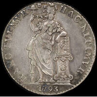 Netherlands (Utrecht) 1793 Silver Guilder KM# 102 about VF