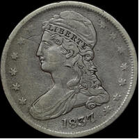 United States 1837 SIlver Half Dollar KM# 58a good Fine