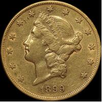 USA 1899-S Gold 20 Dollar Double Eagle EF