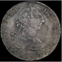 Peru 1780 Silver 8 Reales Ex Rapid shipwreck KM# 78 good Fine