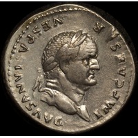 Ancient Rome (Imperial) 69 ~ 79AD Vespasian Silver Denarius Pax RIC 2/29 about EF