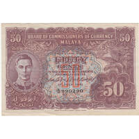 Malaya 1941 50 Cents P# 10 Extremely Fine