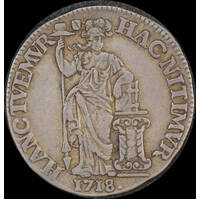 Netherlands (Utrecht) 1718 Silver Guilder KM#102.2 Very Fine