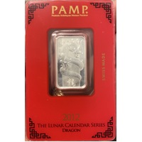 PAMP Silver 10g Ingot 2012 Lunar Calendar Series