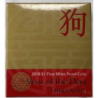 2018 Silver One Dollar Proof Coin Lunar - Year of the Dog