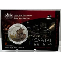 2011 Silver One Dollar Frosted Unc Coin Capital Bridges - Sydney Pyrmont