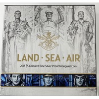 2018 Silver 5 Dollar Triangular Proof Coin Land Sea Air