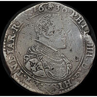 Spanish Netherlands (Brabant) 1636 Silver Dukaton ex Zuytdorp shipwreck Dav# 4444 good Fine