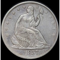 United States 1857 Silver Liberty Seated Half Dollar KM# A68 good VF