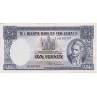 New Zealand 1956 5 Pounds P# 160d Extremely Fine