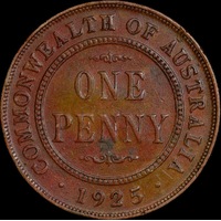 1925 Penny Broken N Variety Very Fine